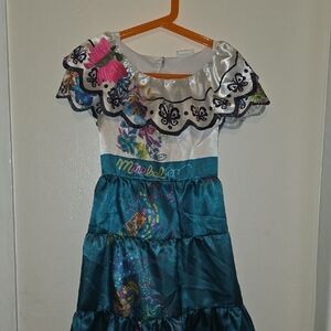 Enchanting Teal and White Kids Costume Dress